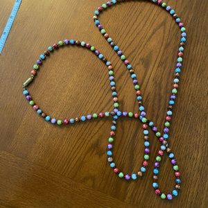 Beautiful long multicolored beaded necklace